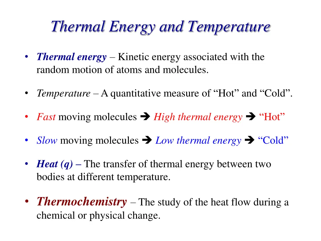 thermal energy and temperature