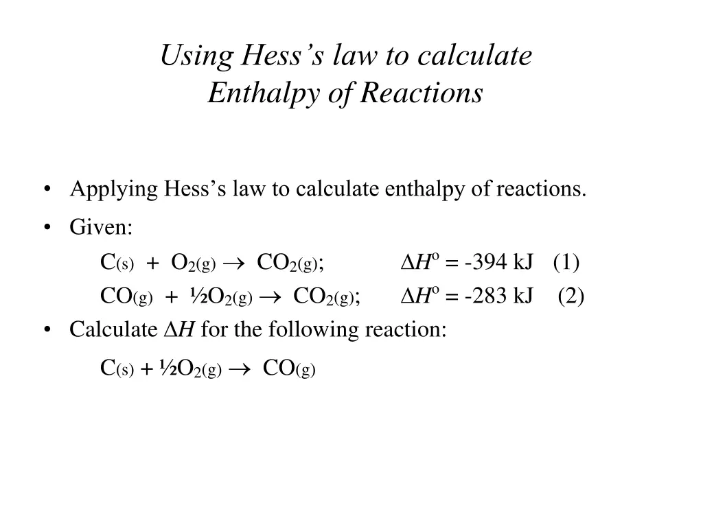 using hess s law to calculate enthalpy