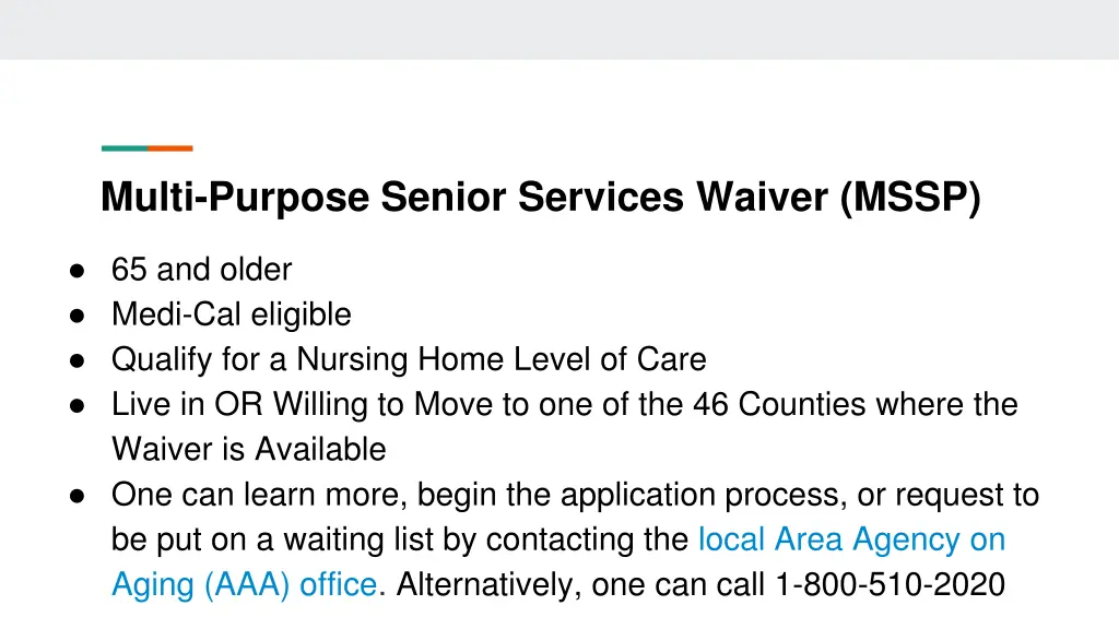 multi purpose senior services waiver mssp