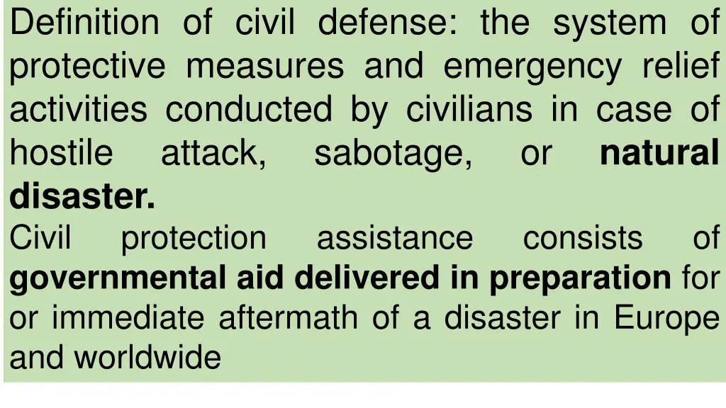 definition of civil defense the system