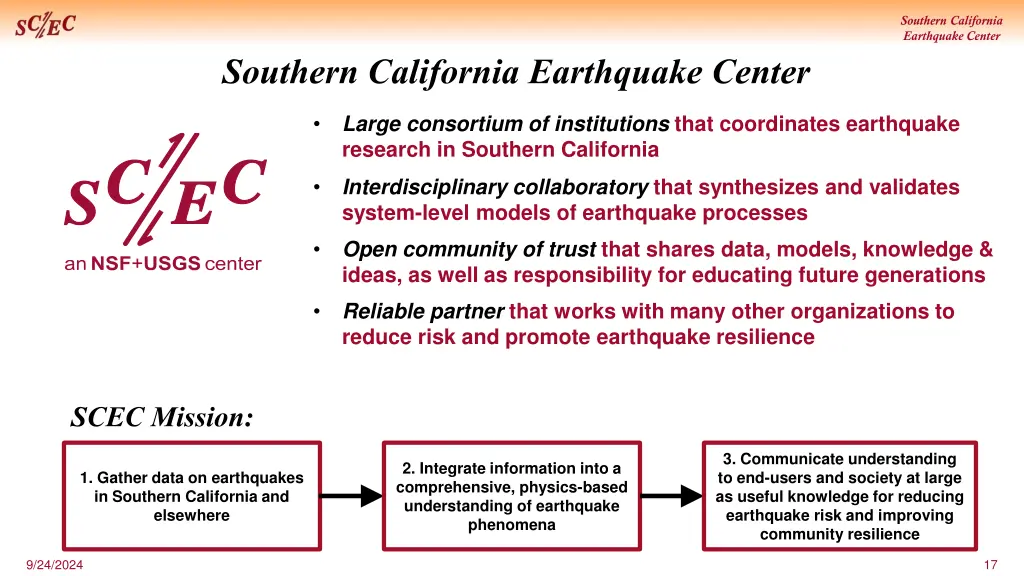 southern california earthquake center 15