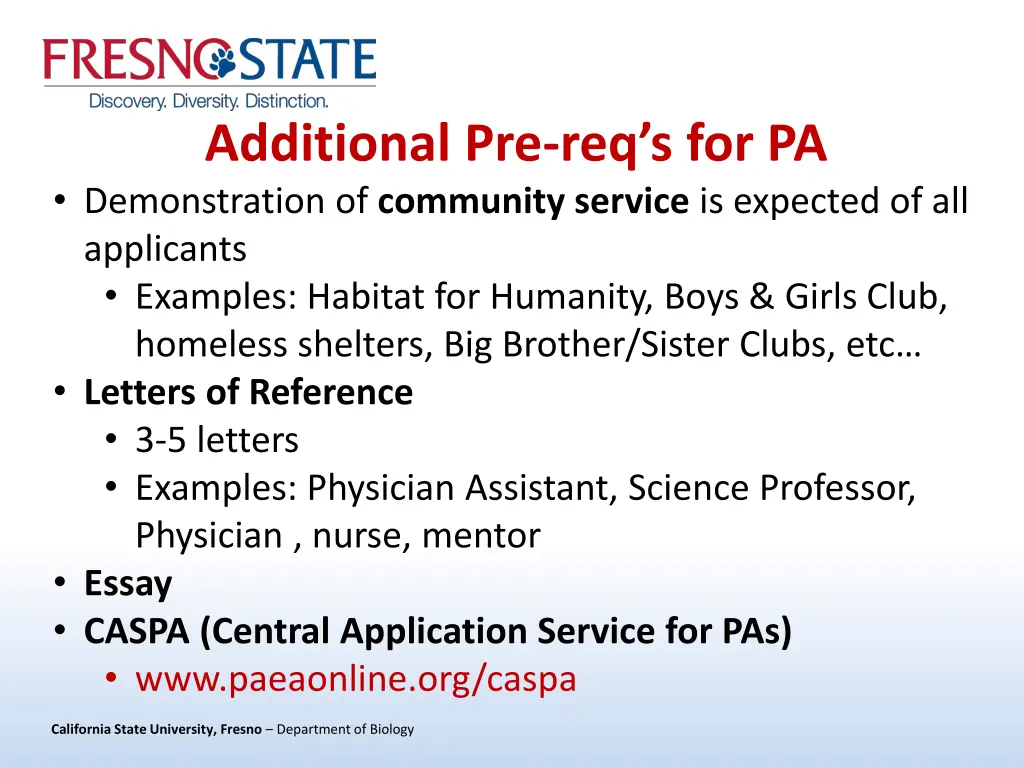 additional pre req s for pa 1