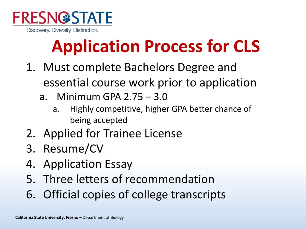 application process for cls 1 must complete