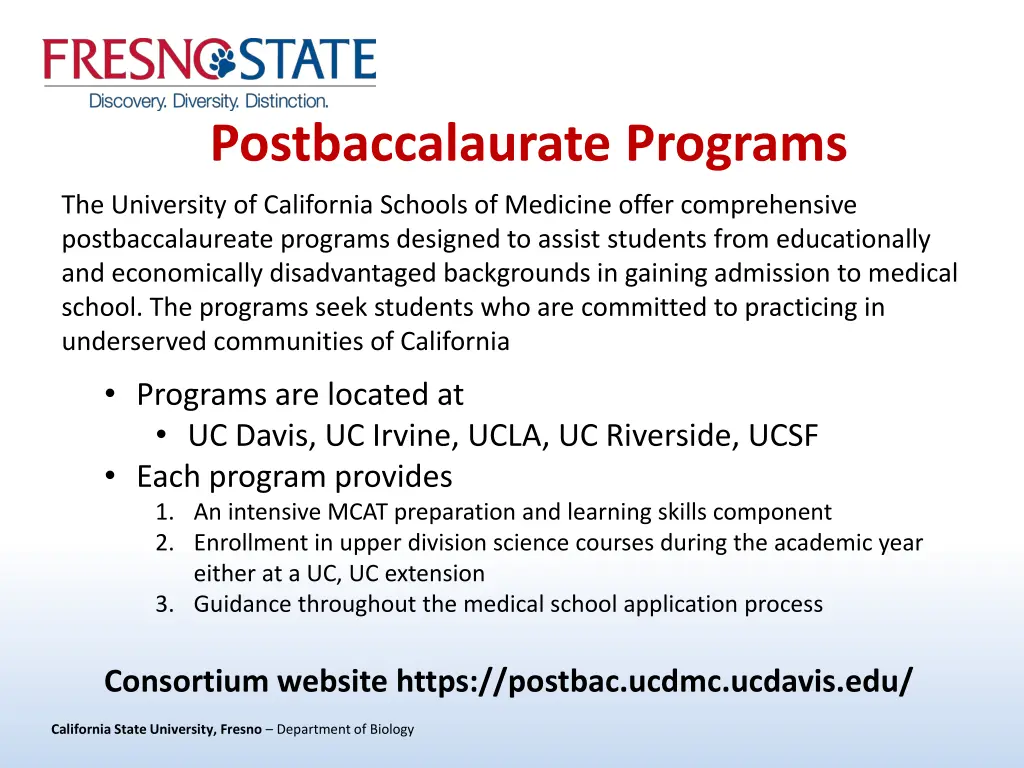 postbaccalaurate programs