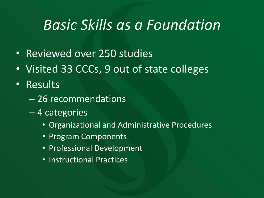 basic skills as a foundation