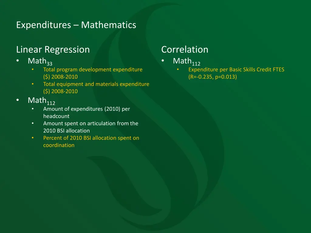 expenditures mathematics