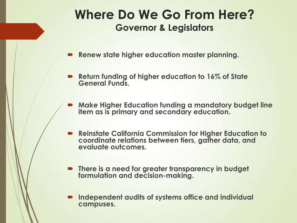 where do we go from here governor legislators