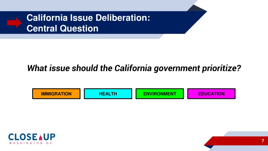 california issue deliberation central question