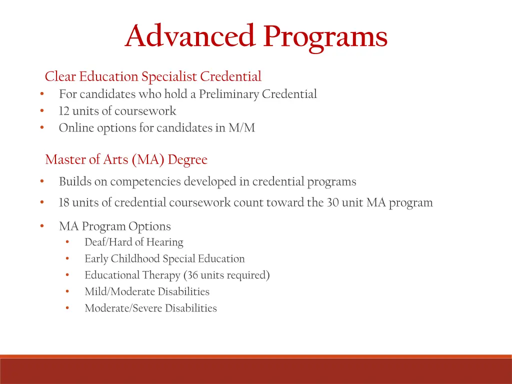 advanced programs