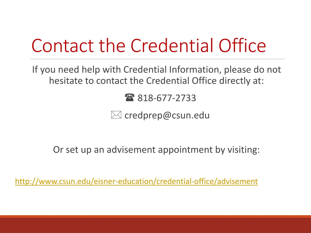 contact the credential office