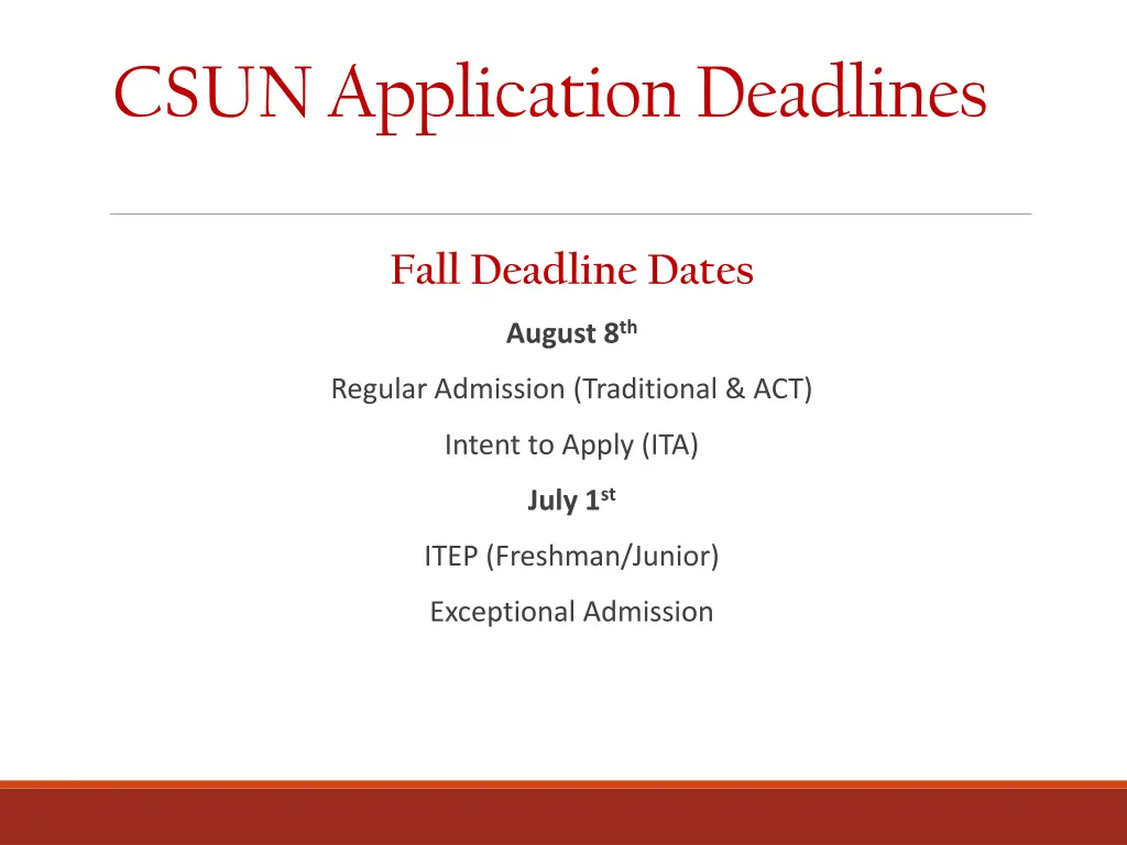 csun application deadlines