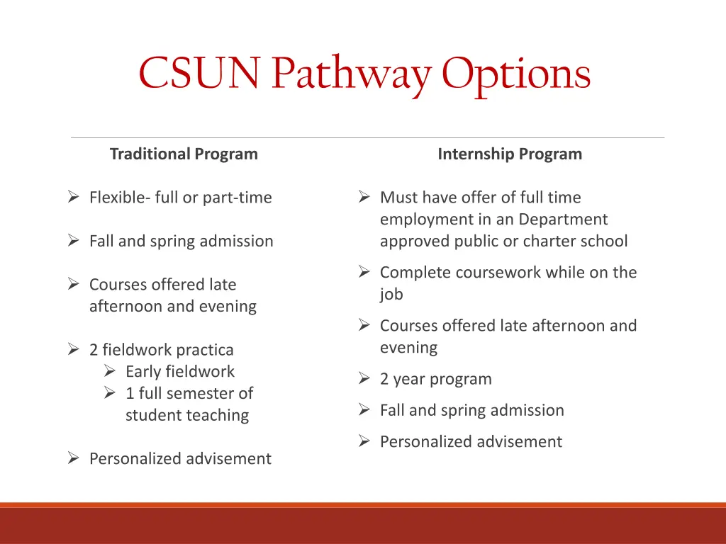 csun pathway options