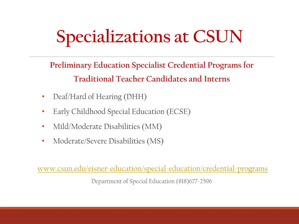 specializations at csun