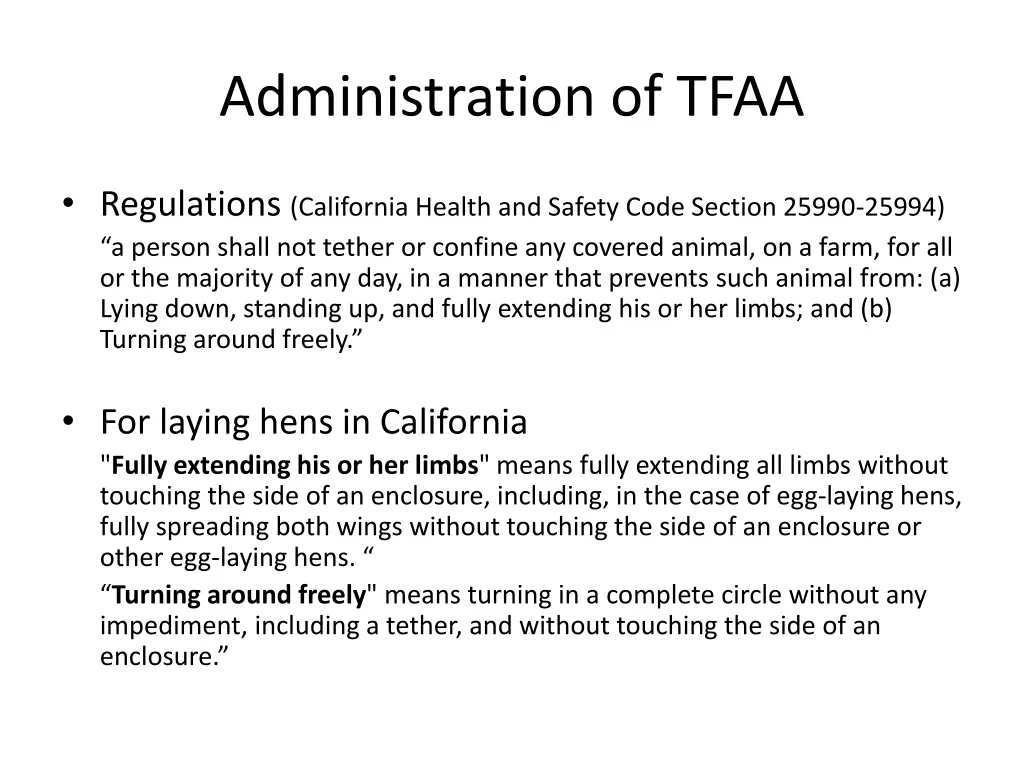 administration of tfaa