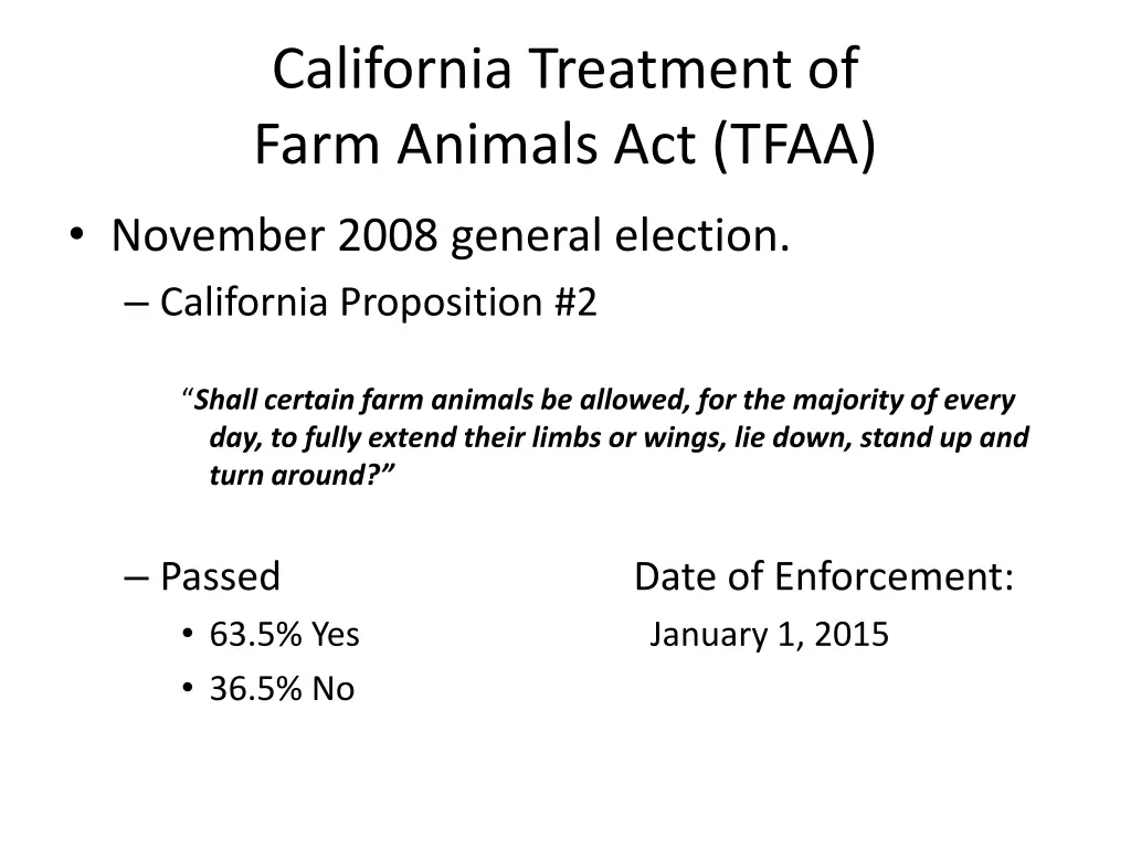 california treatment of farm animals act tfaa