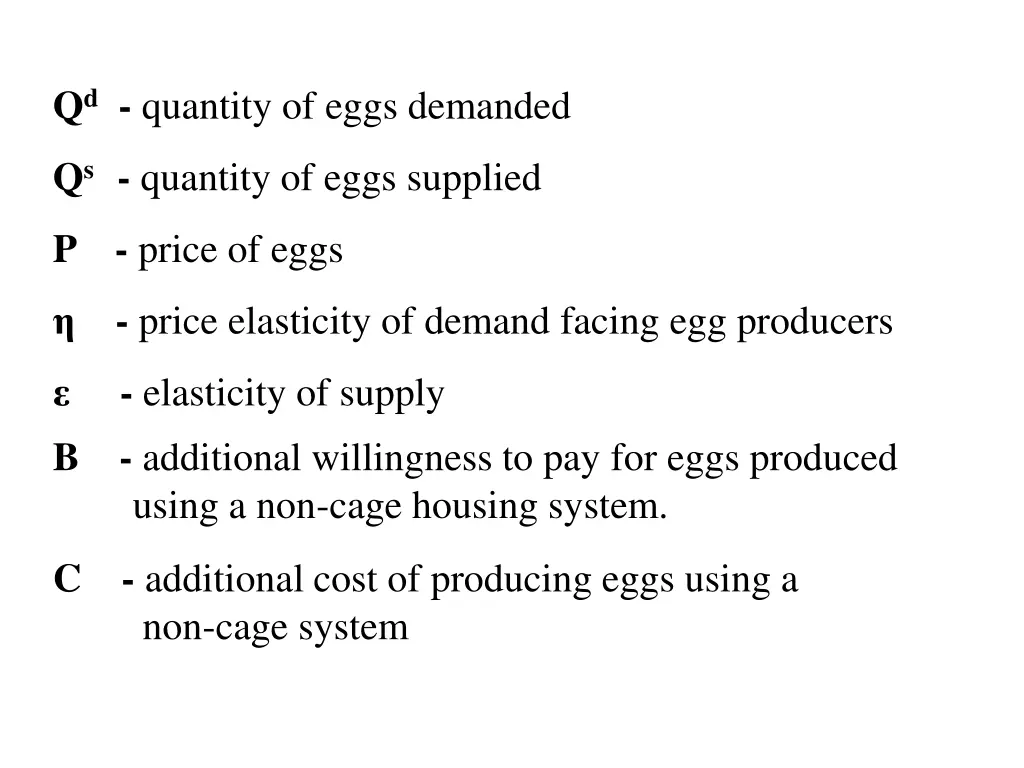 q d quantity of eggs demanded