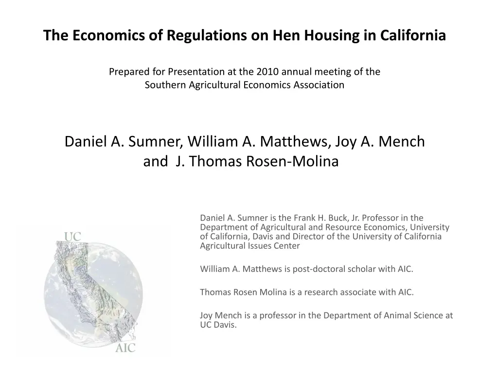 the economics of regulations on hen housing