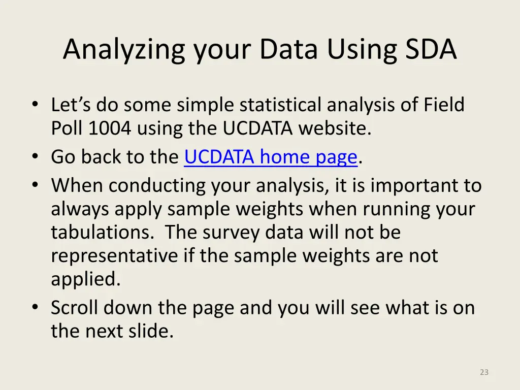 analyzing your data using sda