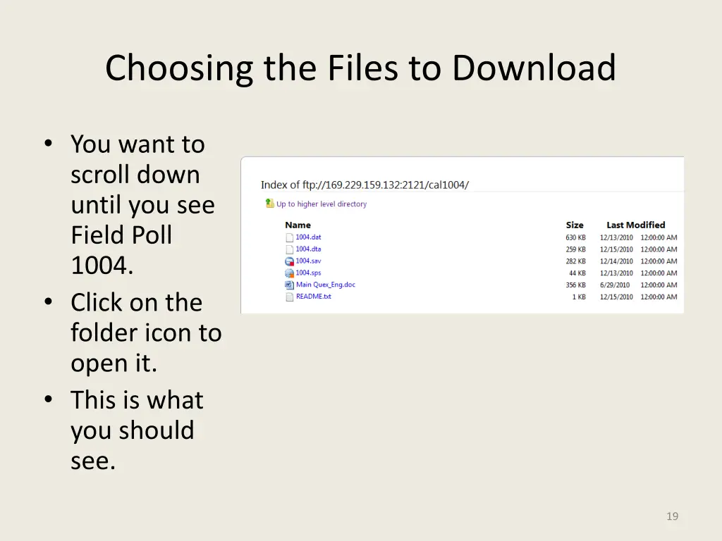 choosing the files to download