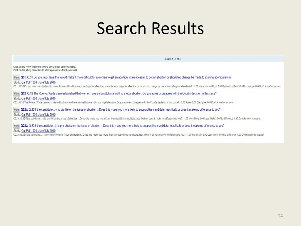 search results