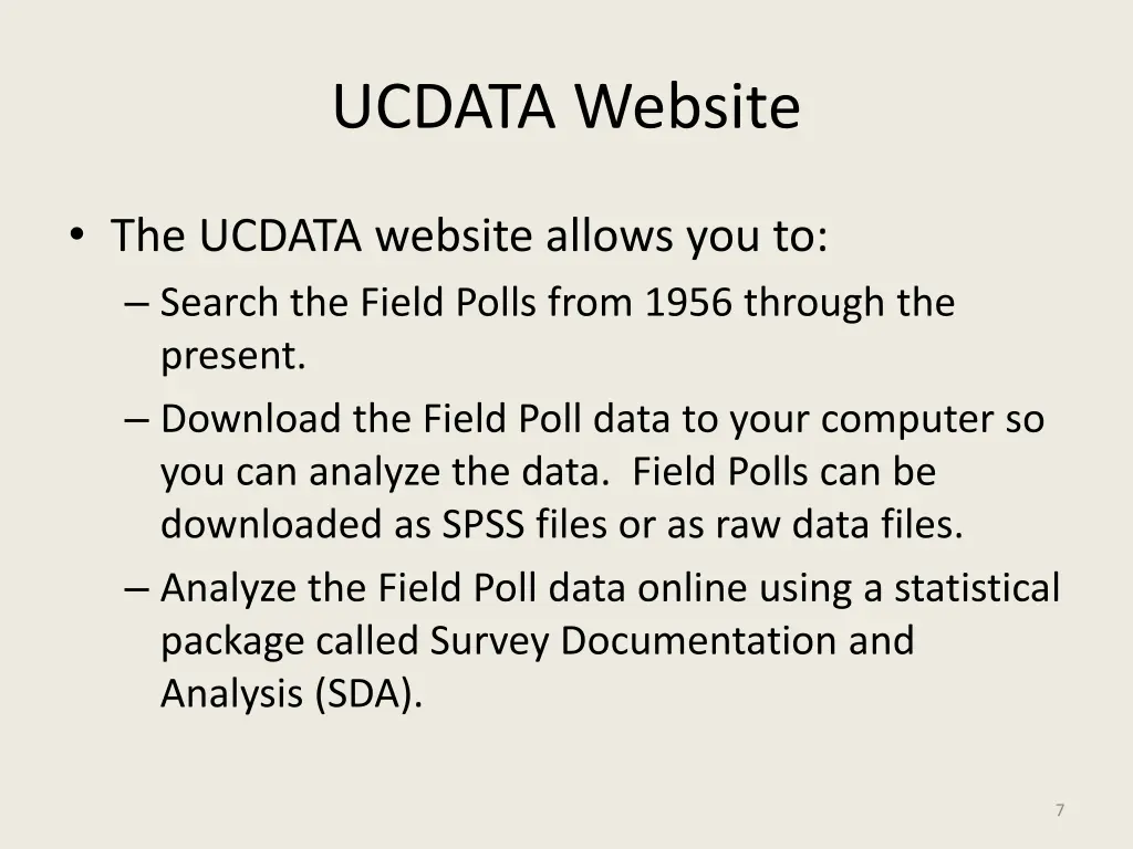 ucdata website