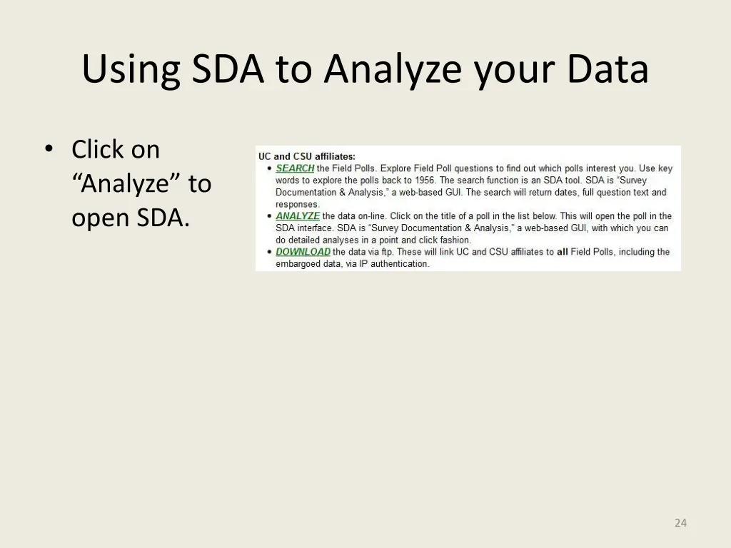 using sda to analyze your data