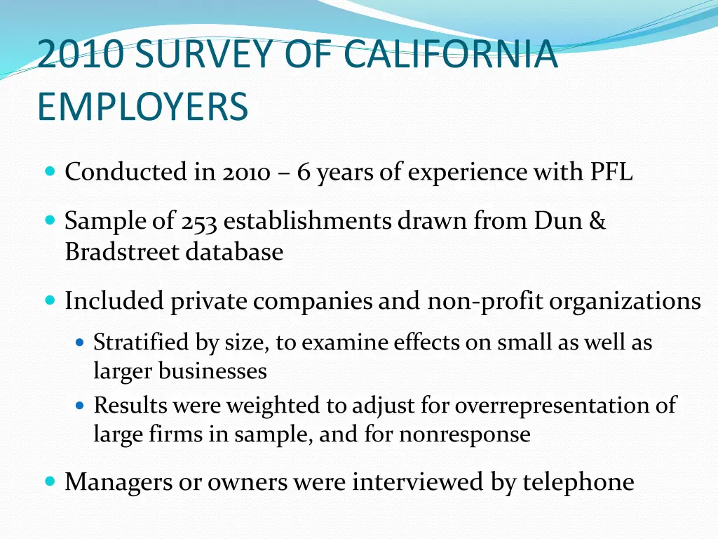 2010 survey of california employers