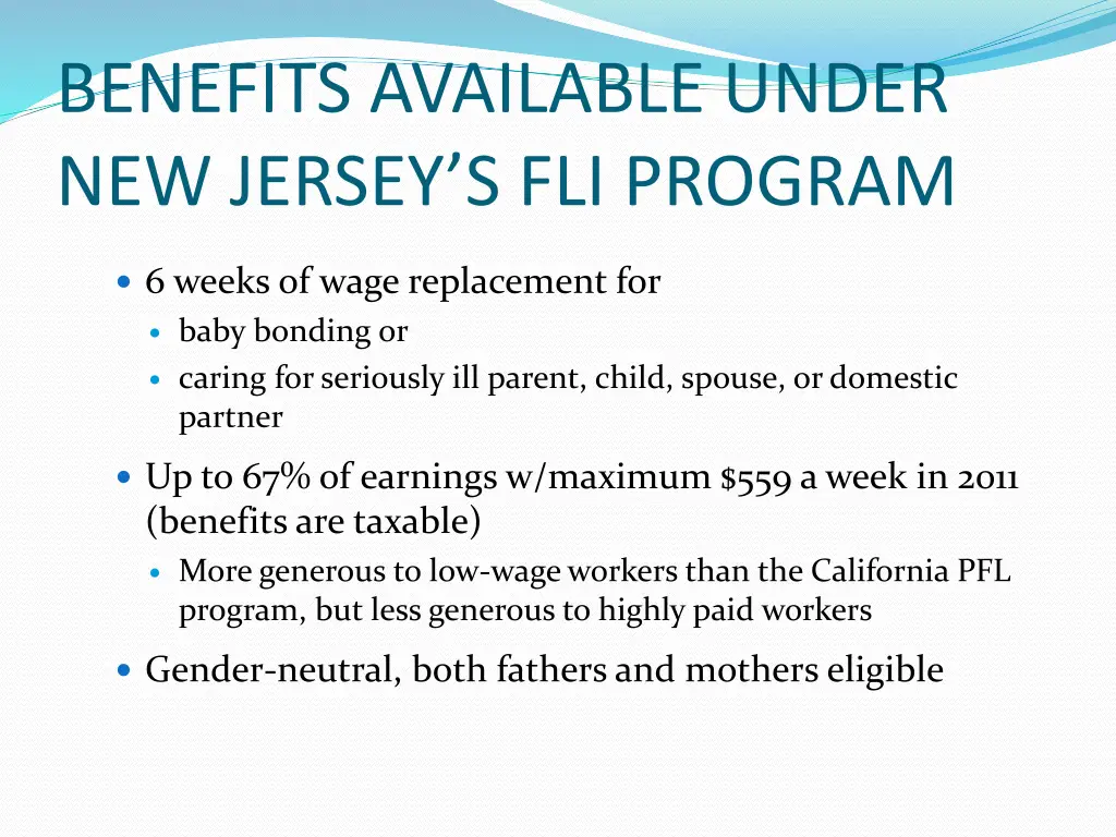 benefits available under new jersey s fli program