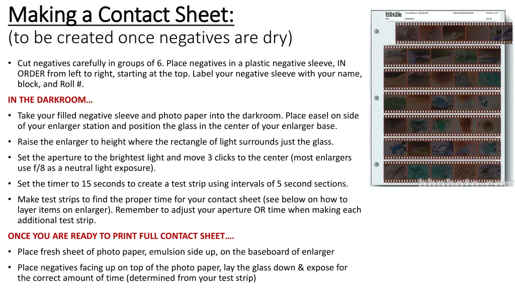 making a contact sheet making a contact sheet