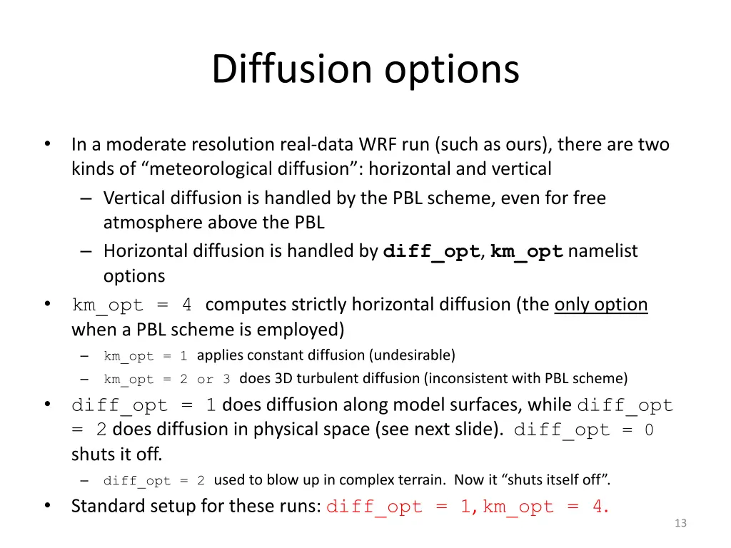 diffusion options