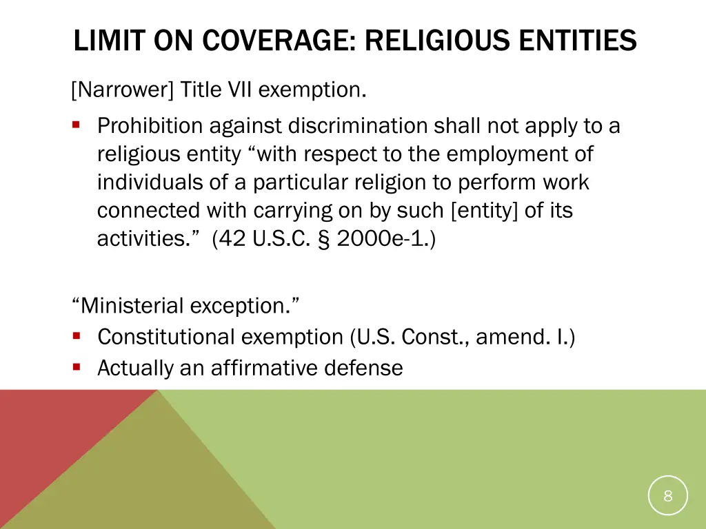 limit on coverage religious entities 1