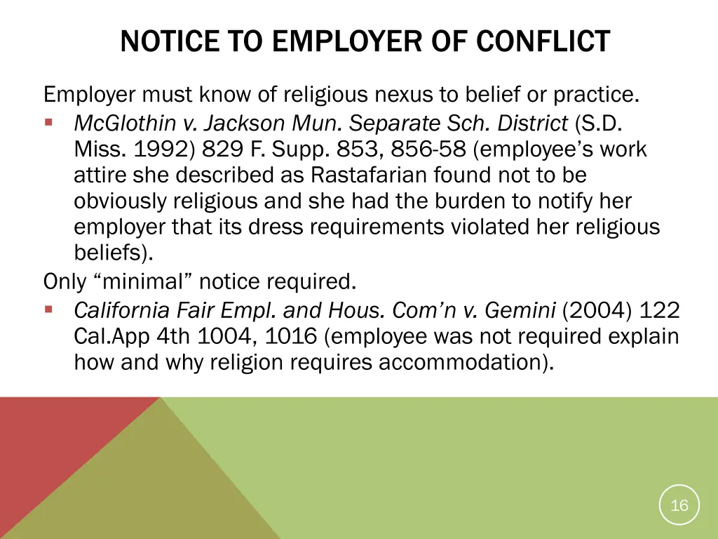 notice to employer of conflict