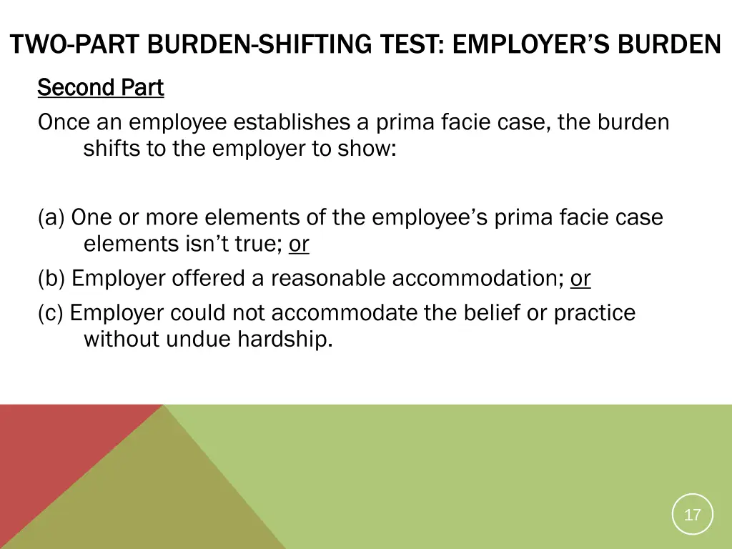 two part burden shifting test employer s burden