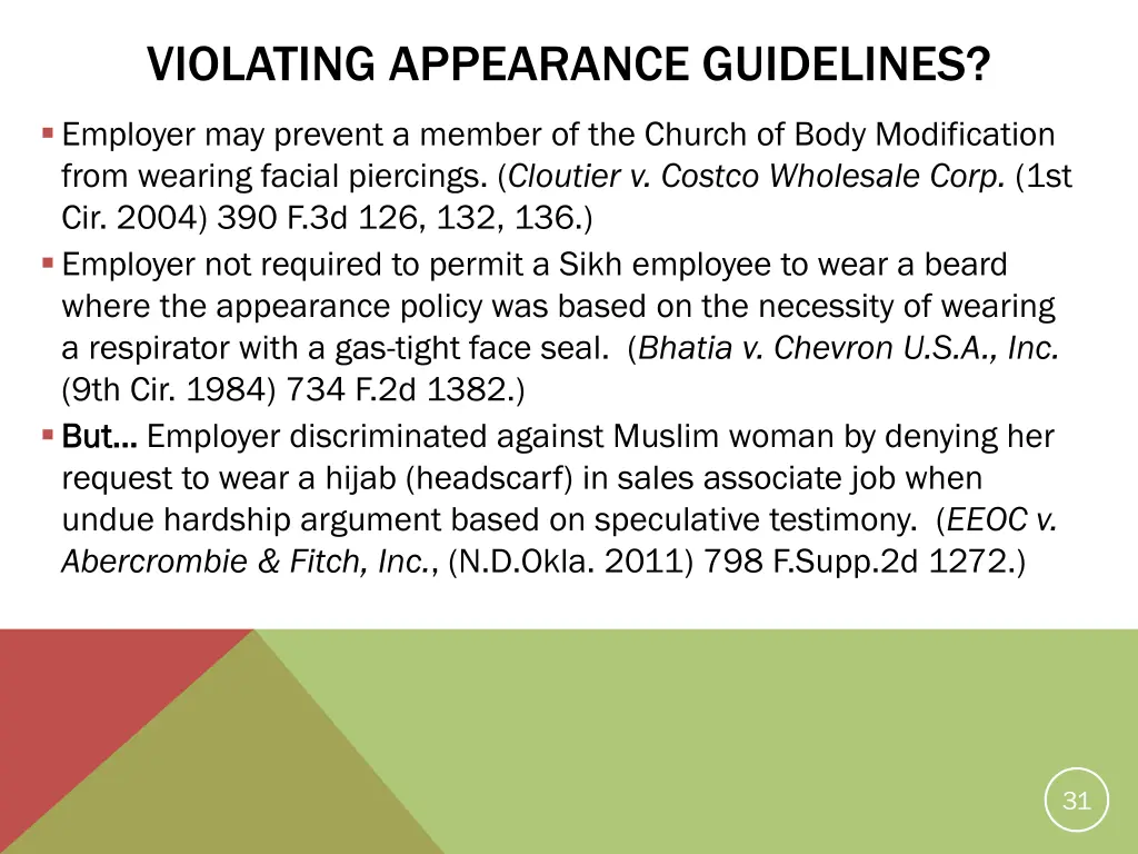 violating appearance guidelines