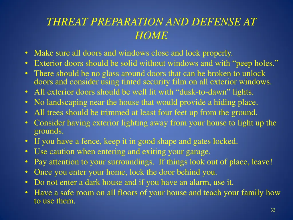 threat preparation and defense at home