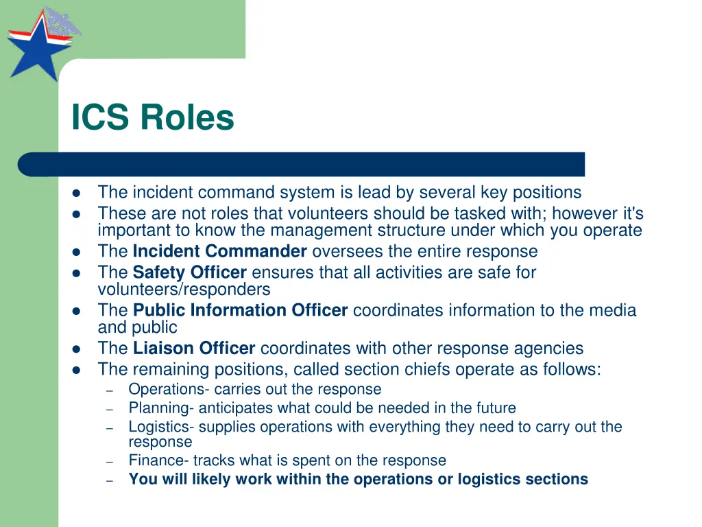 ics roles