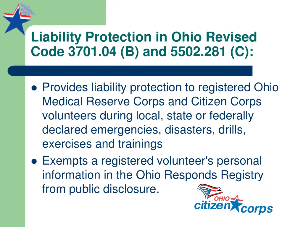 liability protection in ohio revised code 3701