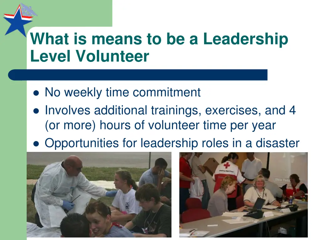 what is means to be a leadership level volunteer