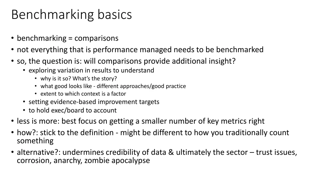 benchmarking basics