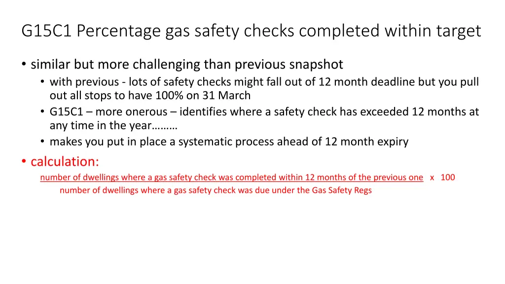 g15c1 percentage gas safety checks completed