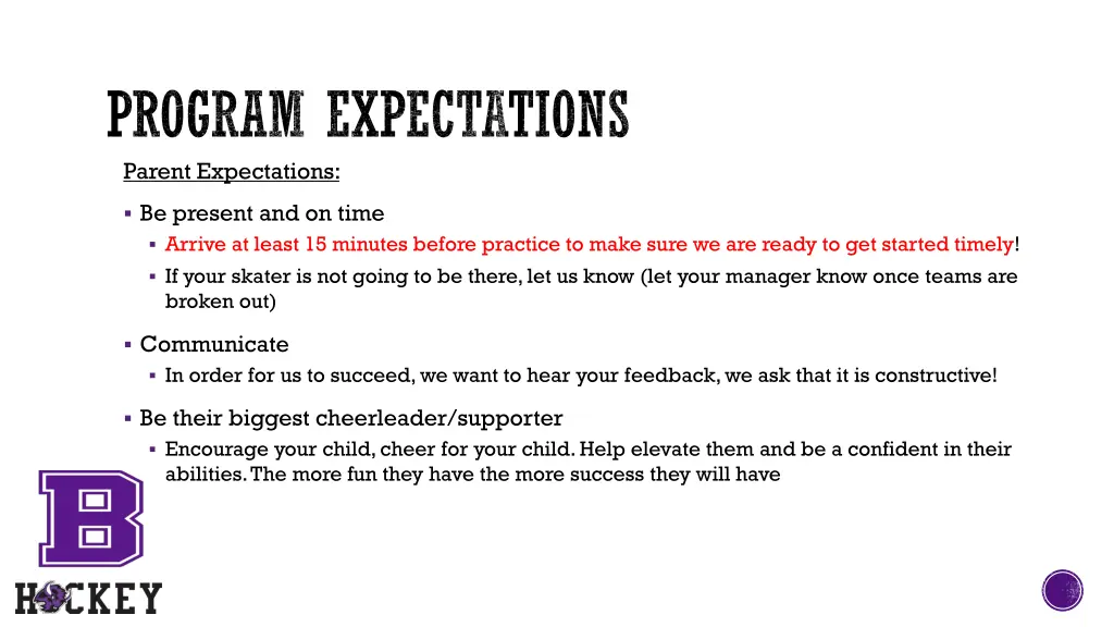 program expectations parent expectations