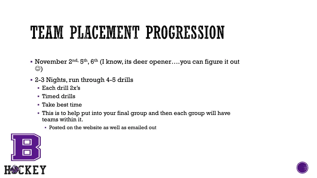 team placement progression