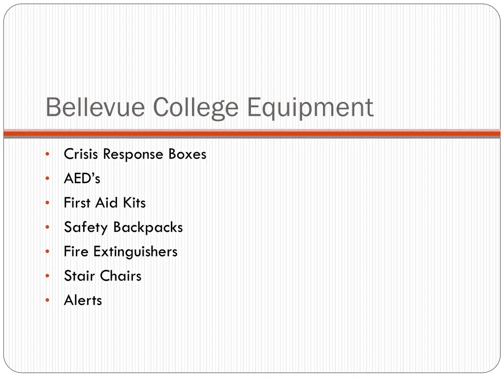 bellevue college equipment