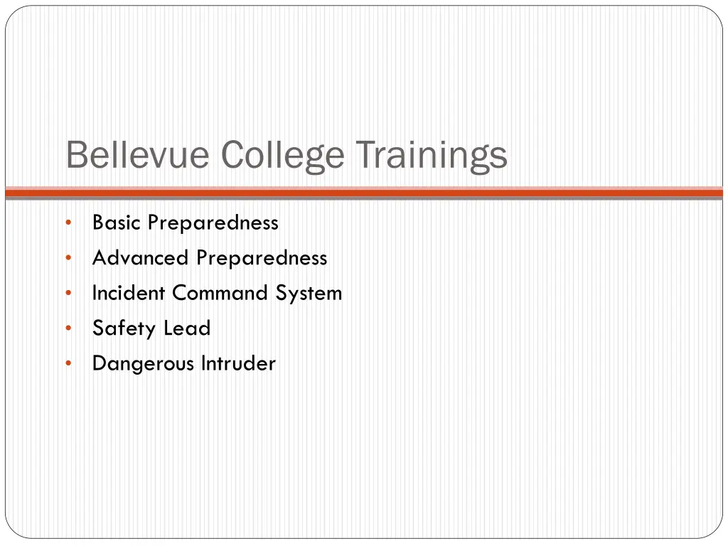 bellevue college trainings