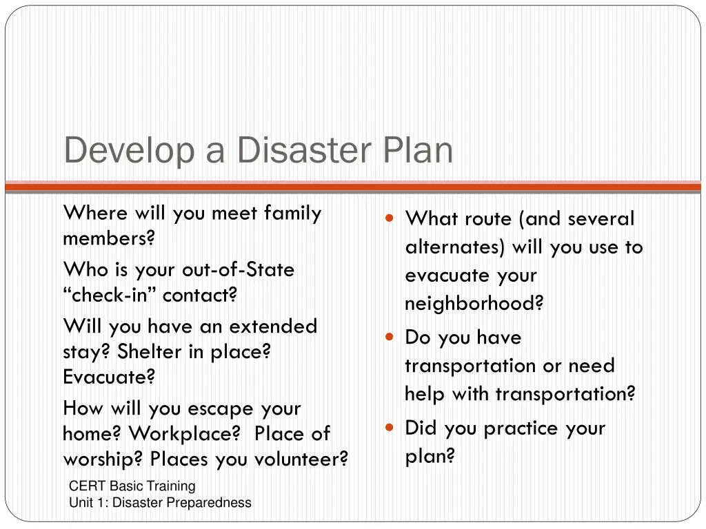 develop a disaster plan