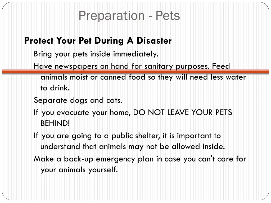 preparation pets 1