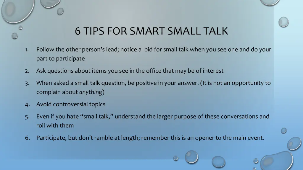 6 tips for smart small talk