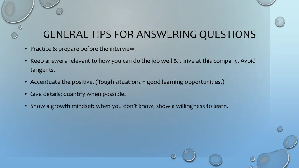 general tips for answering questions