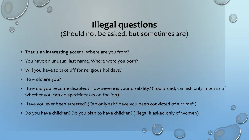 illegal questions should not be asked 2