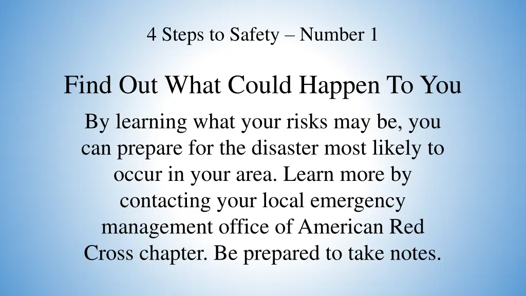 4 steps to safety number 1